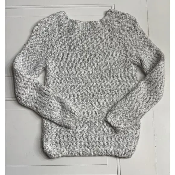 Chunky Knit Sweater White Gray Women's Small Buffalo David Bitton - Picture 5 of 5